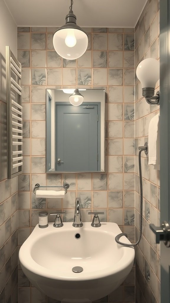 A well-lit bathroom showcasing stylish lighting fixtures