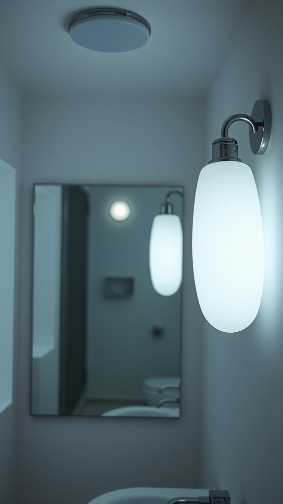 Frosted glass light fixtures in a modern bathroom