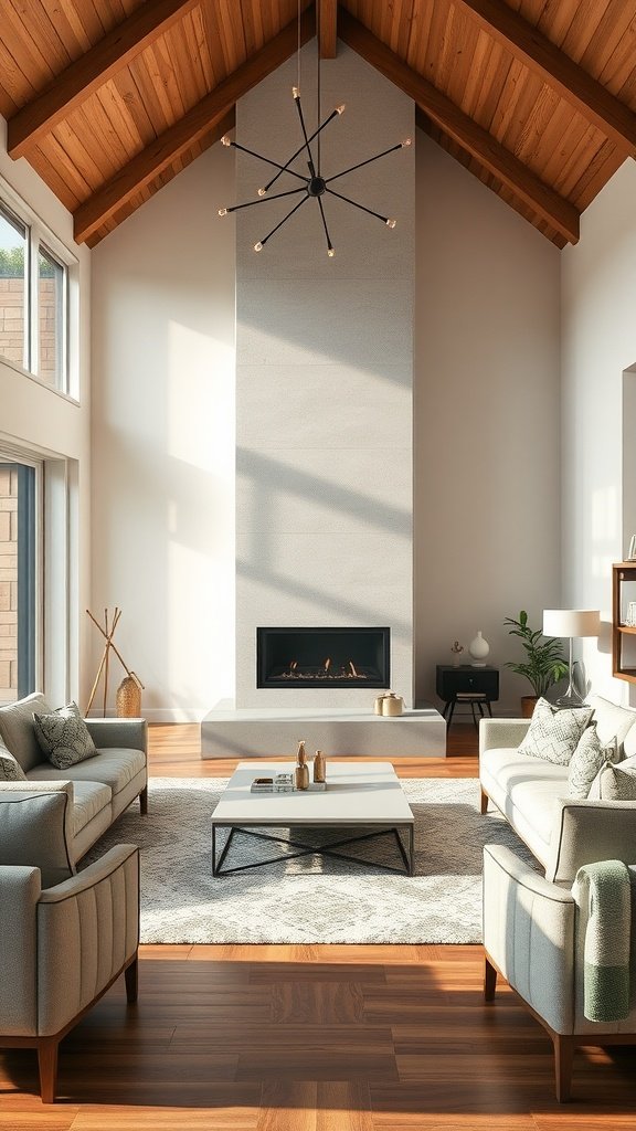 Cozy living room featuring an open-concept design with a fireplace and plush seating.