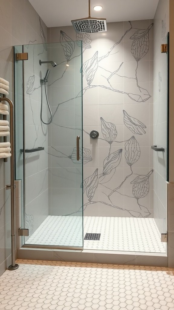 Accessible shower with non-slip flooring and elegant design