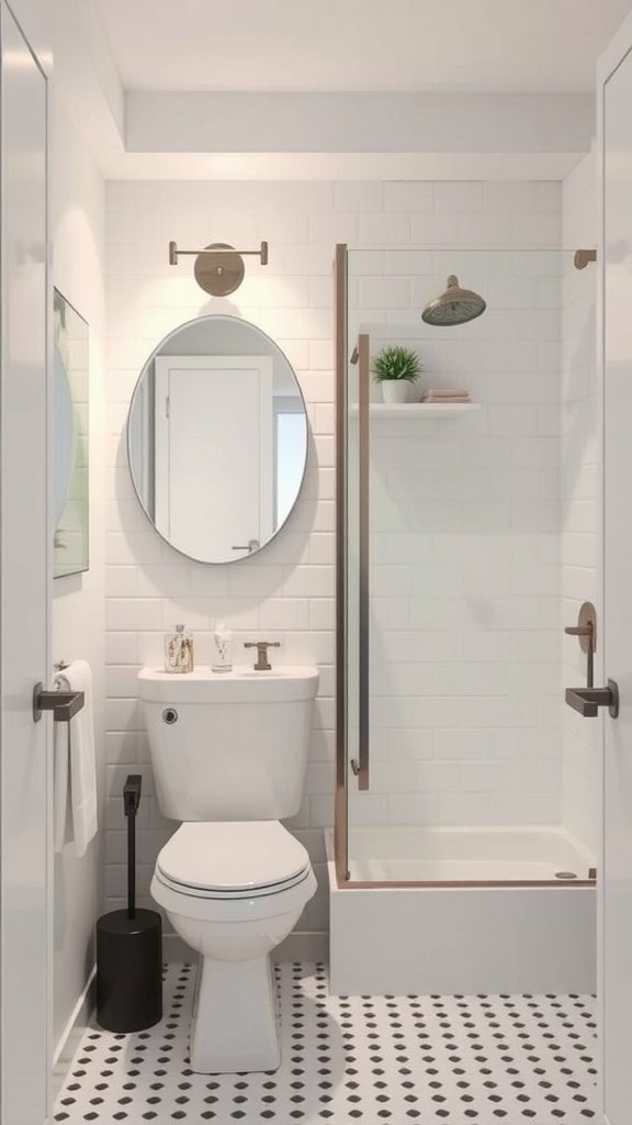 A small bathroom featuring a pedestal sink, shiplap accents, and clever storage solutions.