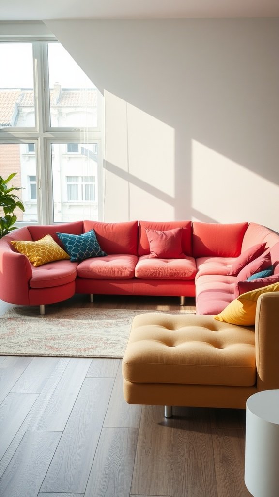A contemporary modular sofa in a stylish living room setting.