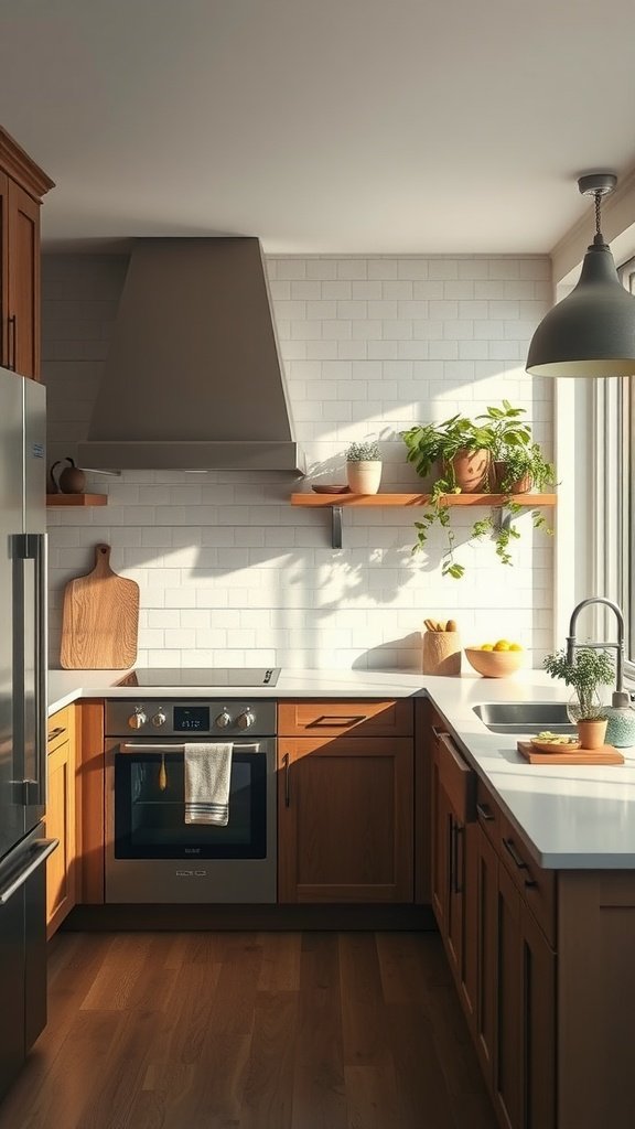 A modern modular kitchen featuring sleek cabinets and organized counter space.