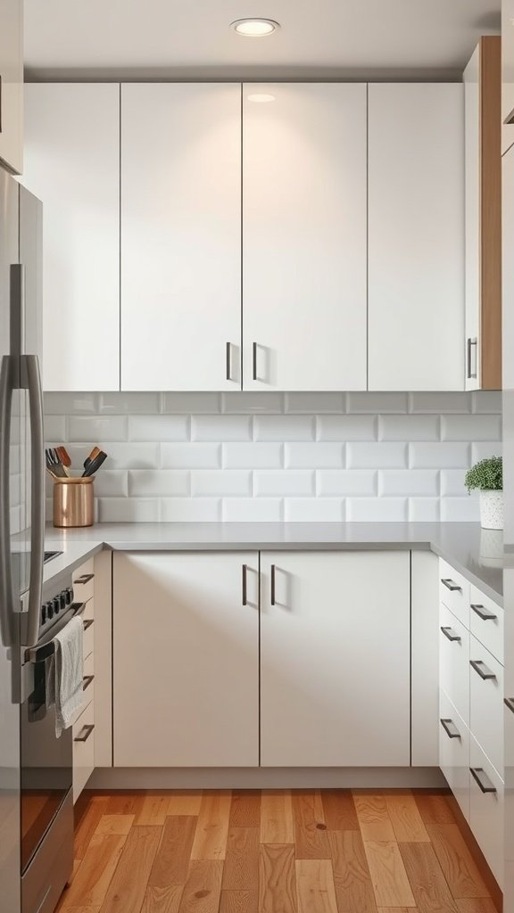 Modern kitchen layout with integrated appliances and cabinetry.