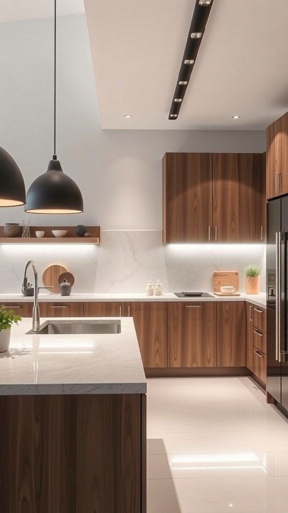 Stylish kitchen with modern appliances and neutral tones.