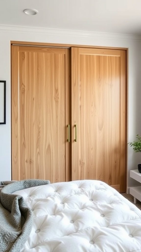Sliding wardrobe doors in a small bedroom setting