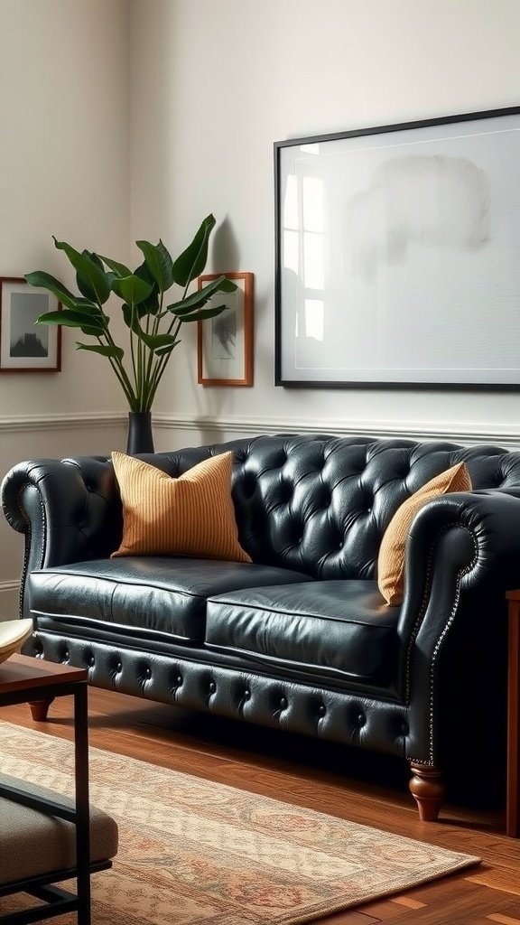 Chesterfield loveseat in a classy living room setting.