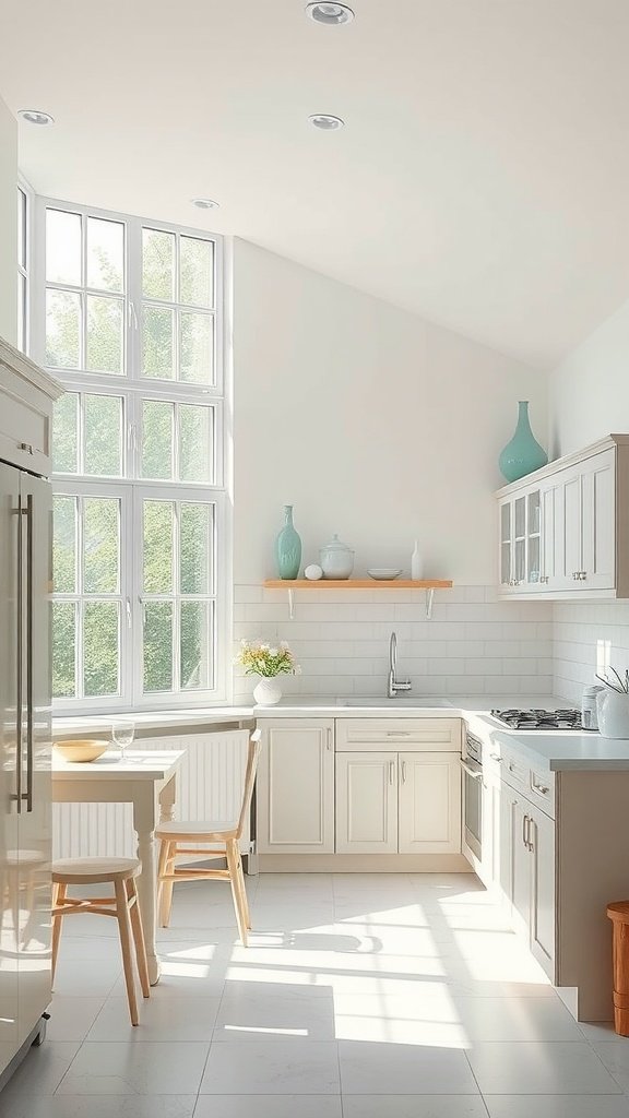Bright and airy modern kitchen with large windows and sleek design