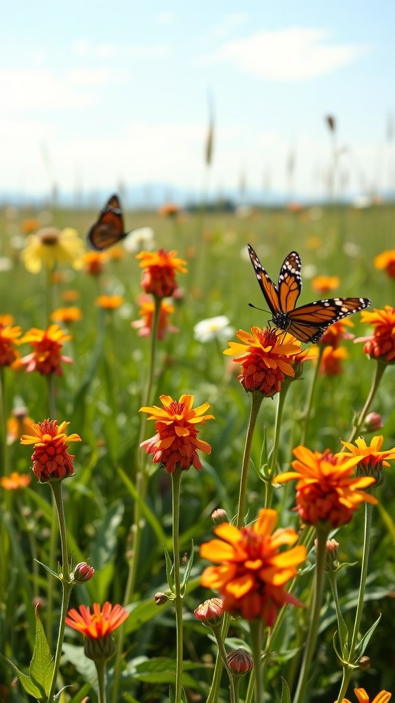 Butterfly weed flowers with monarch butterflies
