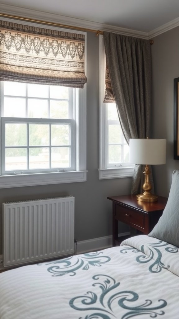Stylish window treatments in a cozy bedroom setting