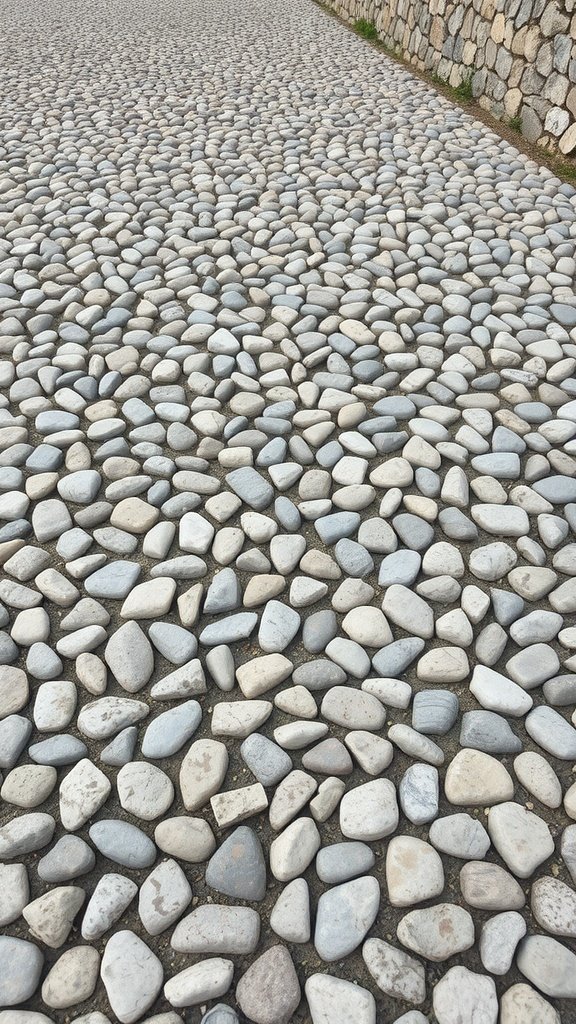 A close-up view of a pebble walkway