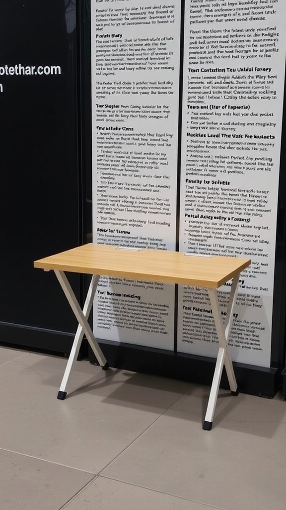 A compact folding desk suitable for small home office setups.