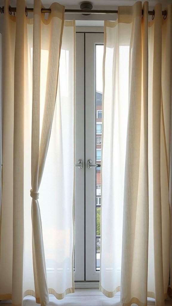 Light curtains hanging in front of a window