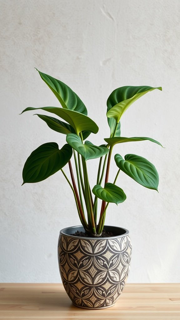 A lush Philodendron plant in a decorative pot