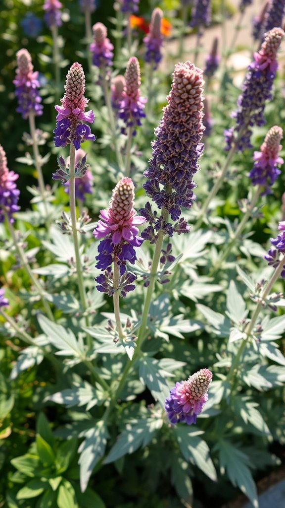 Close-up of Russian Sage flowers in a garden