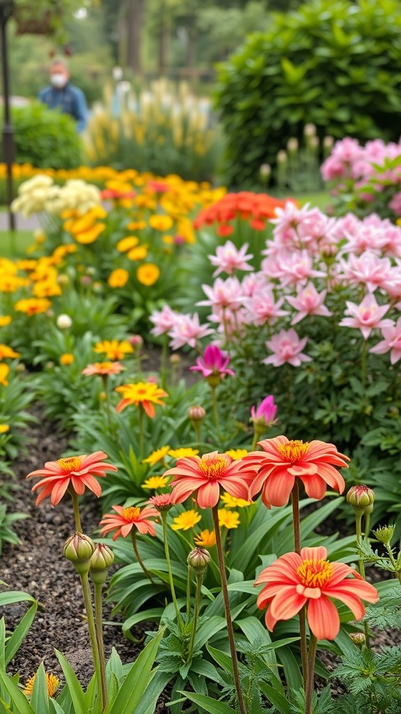 Colorful flower garden with a variety of blooming flowers.