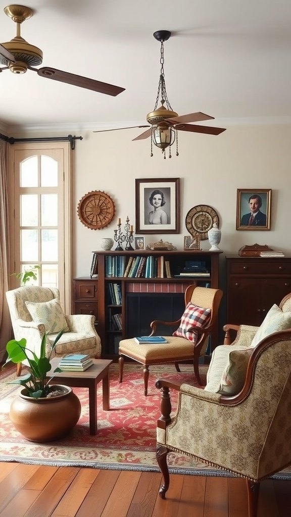 Cosy living room featuring vintage furniture and family heirlooms