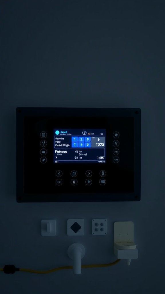 A digital control panel for smart pool technology.